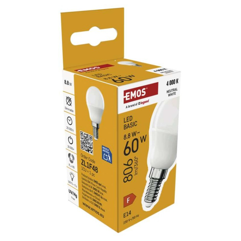 LED BASIC MINI GLOBE 8,8W(60W) 806lm E14 6
