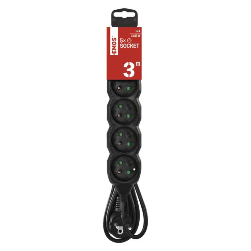 Kábel predlžovací 5Z-3m 1,5mm2 čierny PC0513R 2