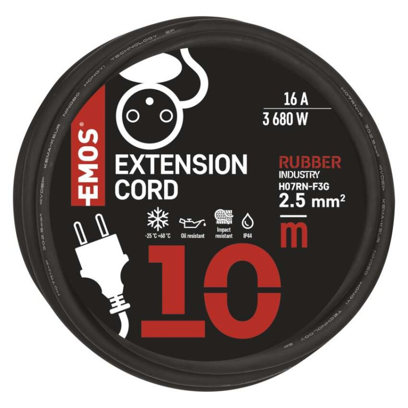 Kábel predlžovací 1Z 10m 3x2,5 mm2 guma-neoprén P01710R EMOS 8
