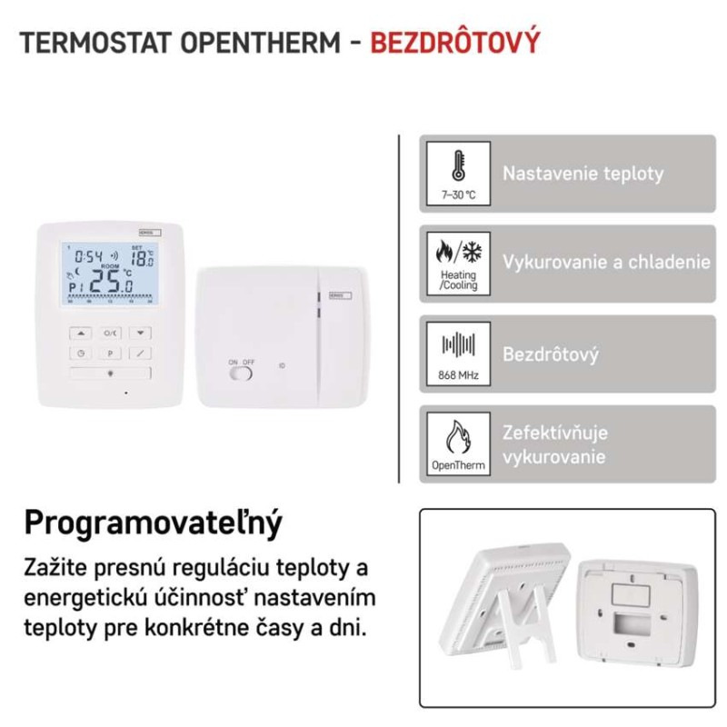 Termostat izbový OpenTherm P5611OT digit.7°C-30°C,po 0,2°C