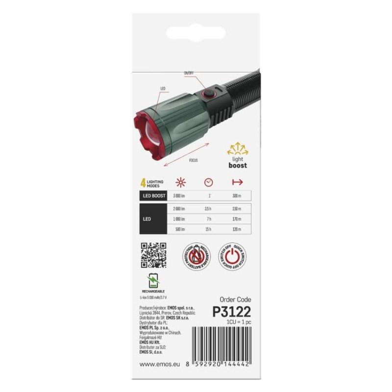 LED NABÍJECÍ SVÍTILNA KOV. LARGE 3000lm, 11