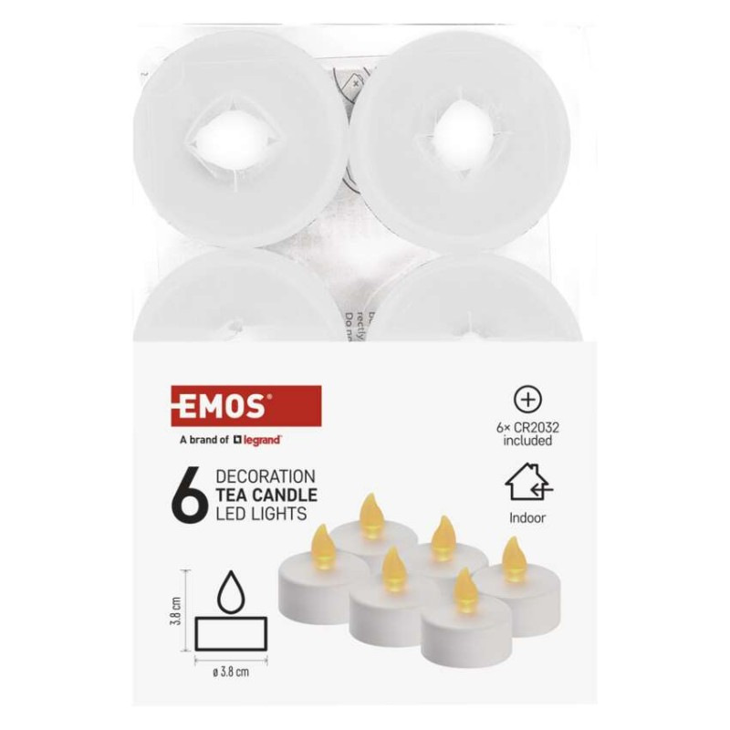 VIANOCE ĆAJOVÉ SVIEČKY SADA 6KS BIELE 6x1LED  DCCV11 6