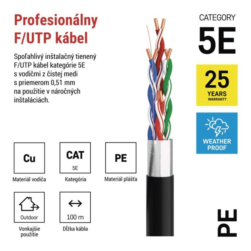 FTP KABEL CAT5E PE 100M OUTDOOR