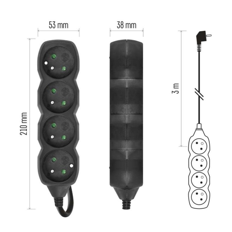 PRODLUŽKA 4Z 3M 1,5MM ČERNÁ 8