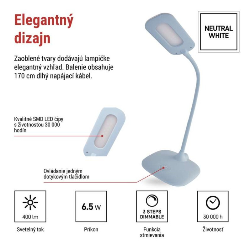 LED STOLNÍ LAMPA STELLA MODRÁ 3