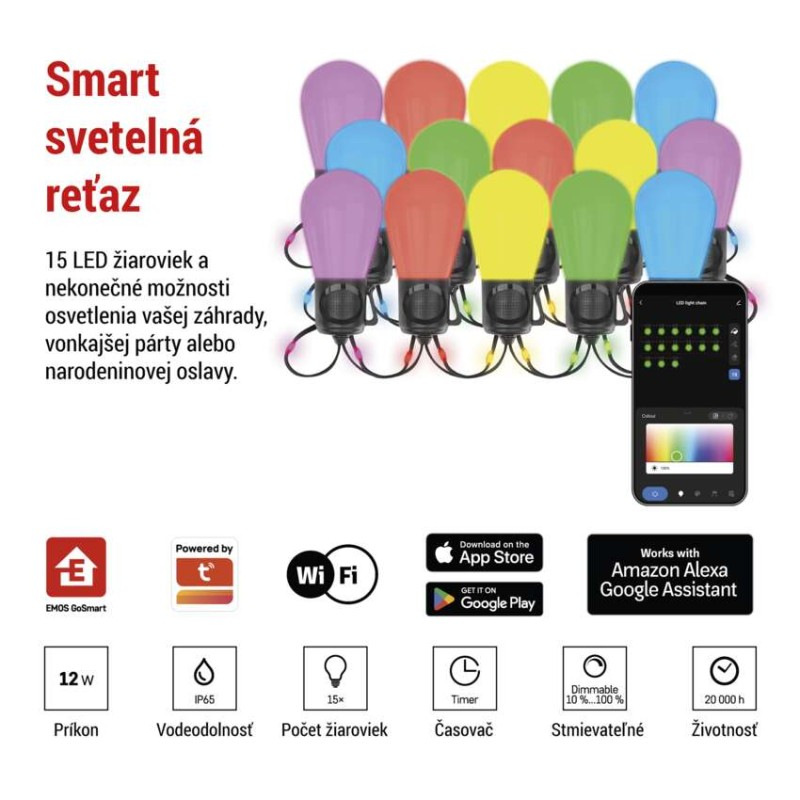 GOSMART LED SVĚTELNÝ ŘETĚZ 15x PÁRTY ŽÁR 1
