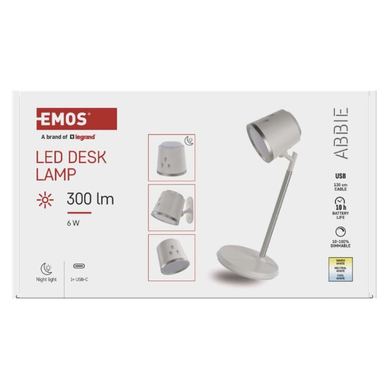 LED STOLNÍ LAMPA ABBIE BÍLÁ 10