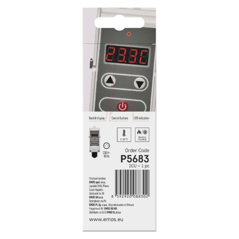 Termostat príložný P5683 manuálny 5-80*C pre teplotu vody EMOS 13