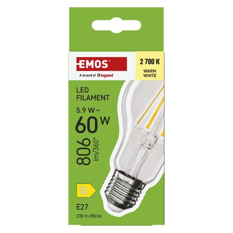 LED FLM A60 5,9W(60W) 806lm E27 WW 5