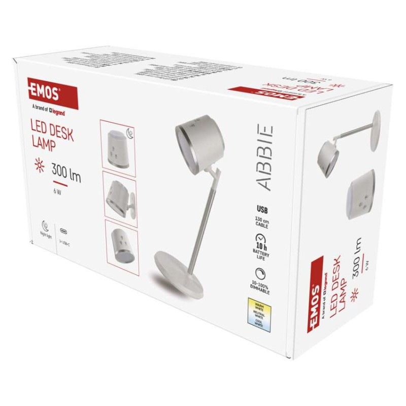 LED STOLNÍ LAMPA ABBIE BÍLÁ 2
