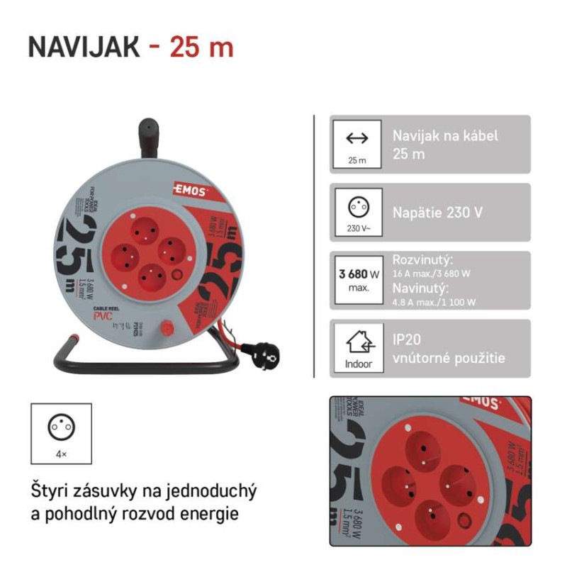 Káblový bubon predl. 4Z 25m PVC   P19425 5