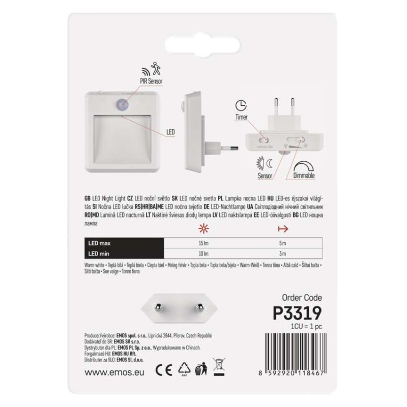 Svietidlo nočné SMD LED S PIR 230V P3319 6