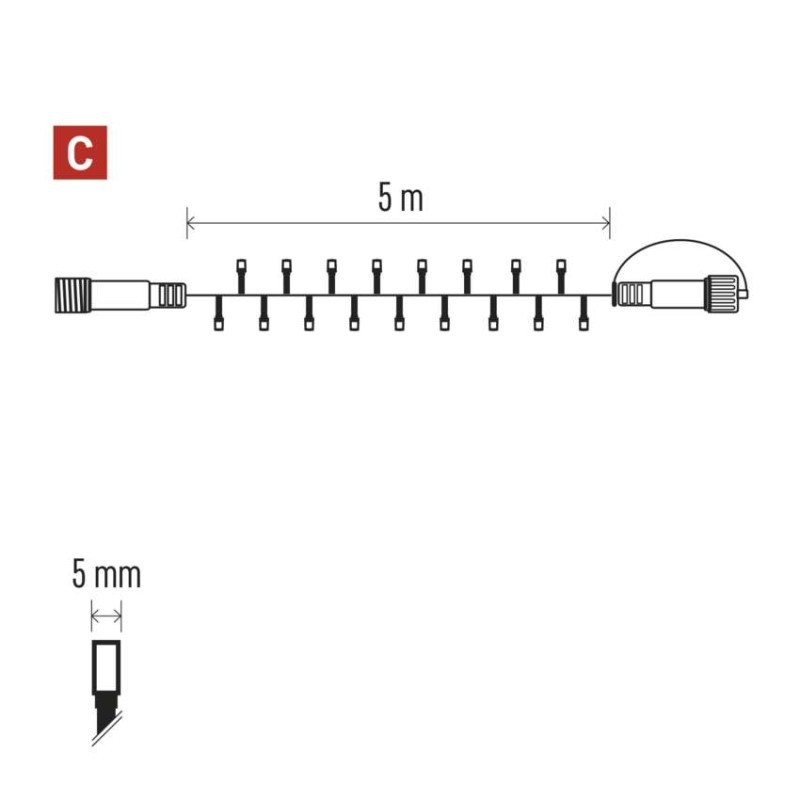 Standard vánoční řetěz 50LED 5M IP44 WW 2