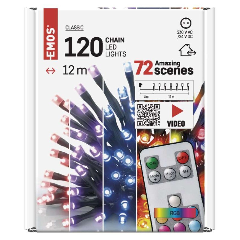 Řetěz 12M IP44 TIMER RC RGB 7