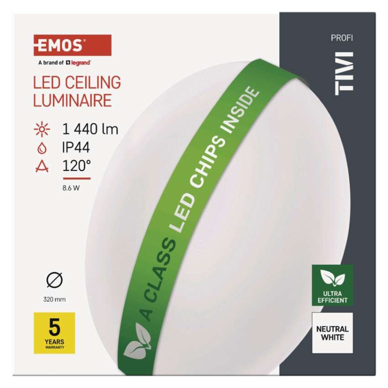 LED SVÍTIDLO TIVI PŘ.KR 8,6W 1440LM IP44 9
