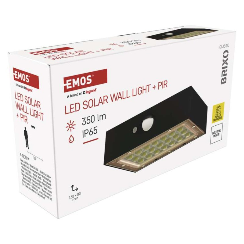 LED SOLARNÍ SVÍTIDLO BRIXO 350LM IP65 NW 10
