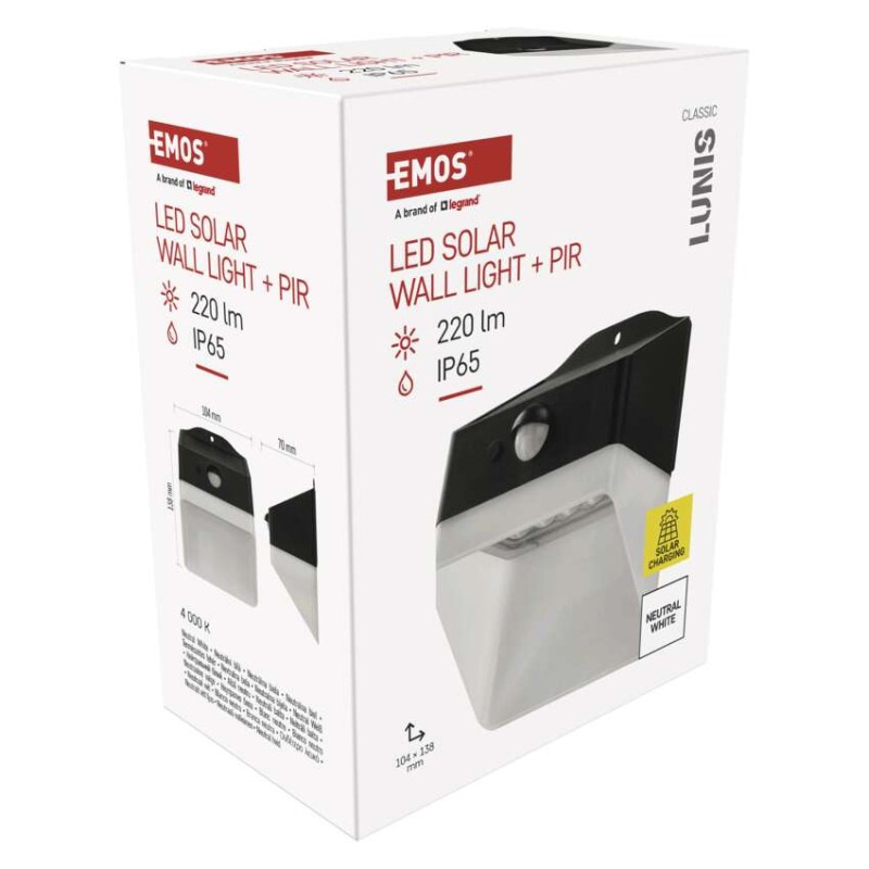 LED SOLAR SVITIDLO LUNIS 220LM IP65 NW 14