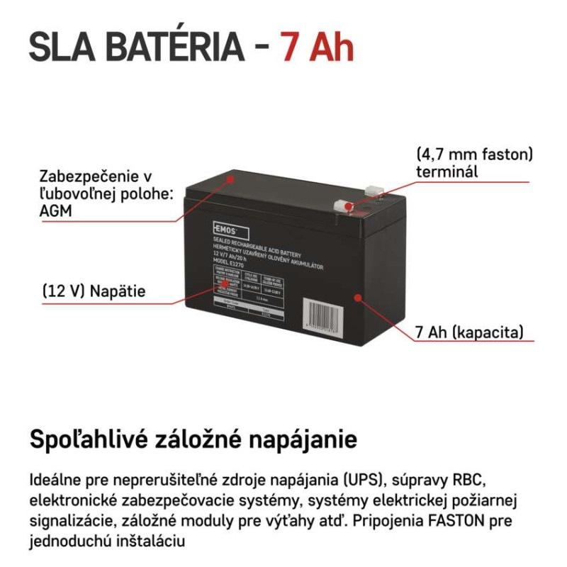 Akumulátor olovený 12V 7Ah,faston:4,5mm 151x65x94mm  B9691 1