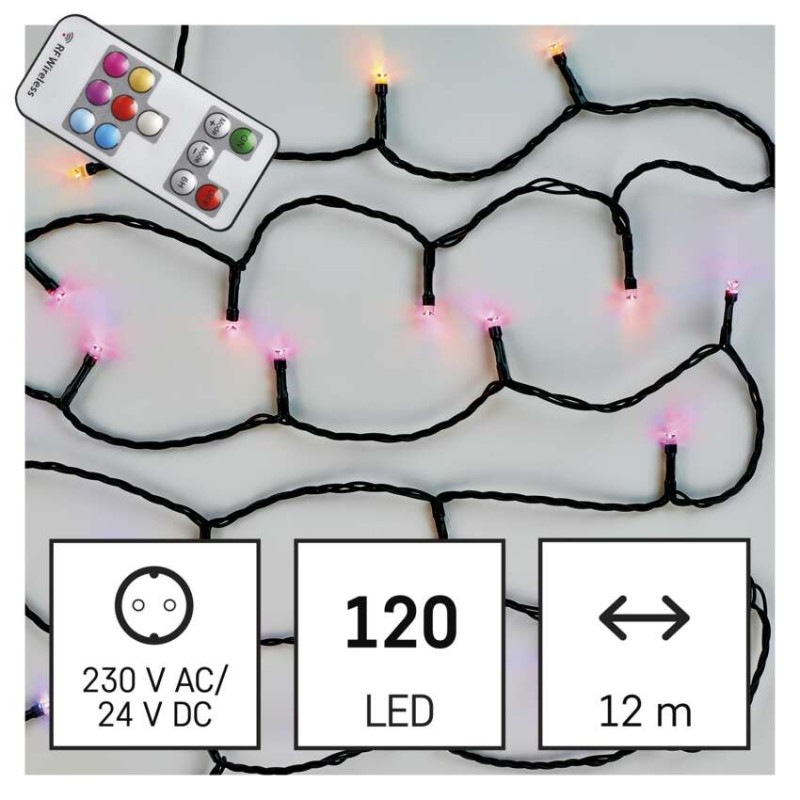 Řetěz 12M IP44 TIMER RC RGB 1