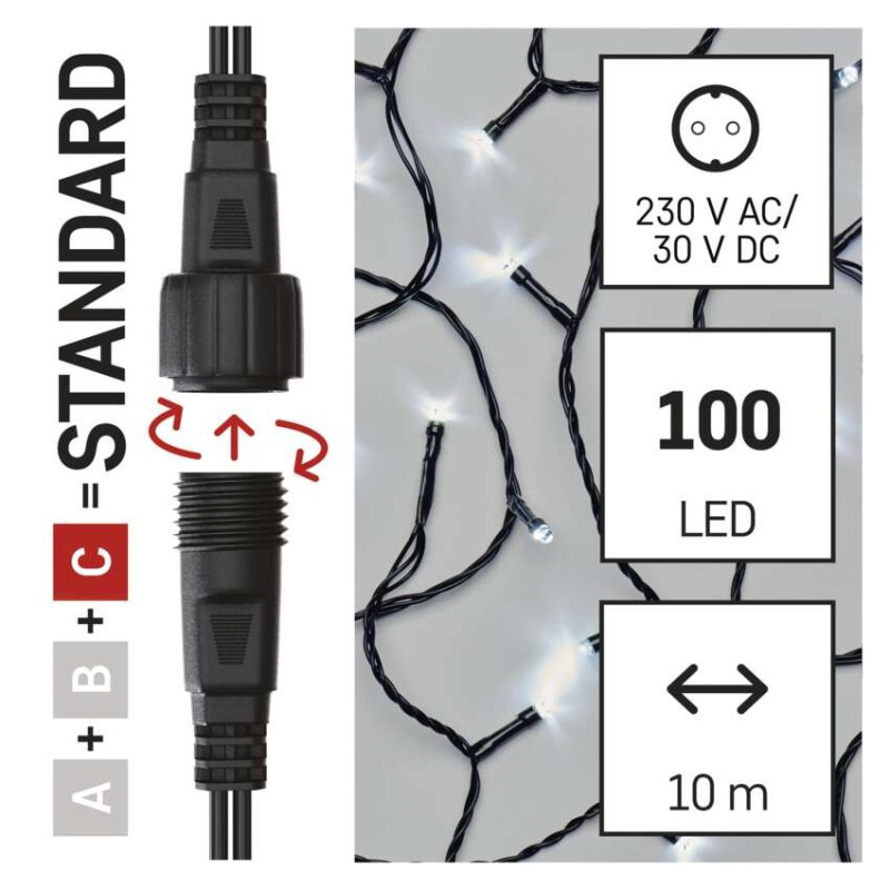 Vian. súprava 100-LED 10M IP44 CW D1AC03