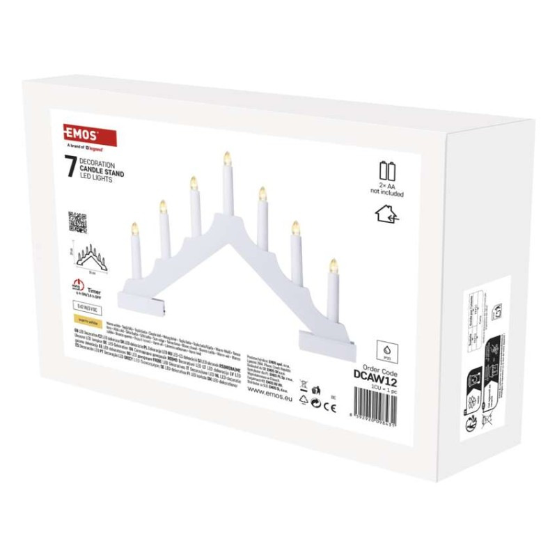 LED svícen dřevěný 29cm IP20 2AA bílý WW 1