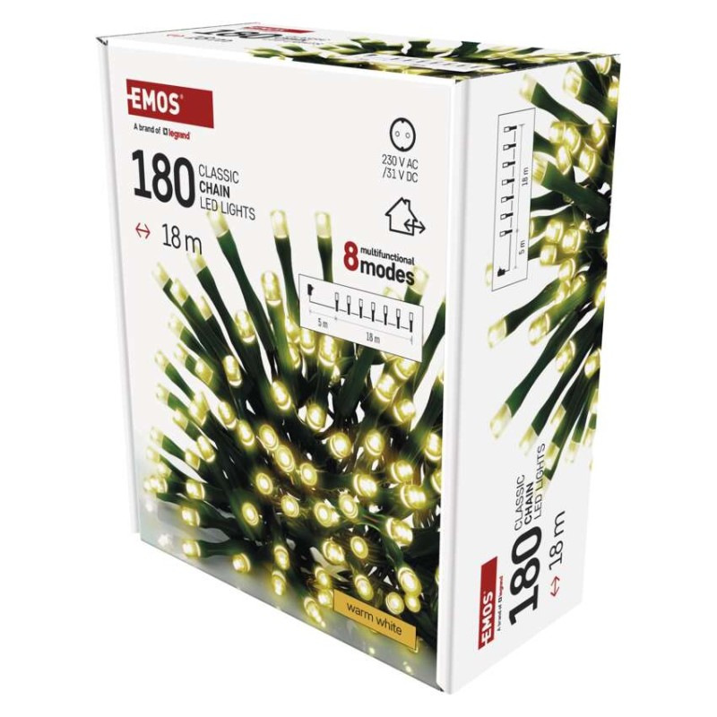 VIANOCE Reťaz CLASIC LED 180, 18M WW D4AW24 3