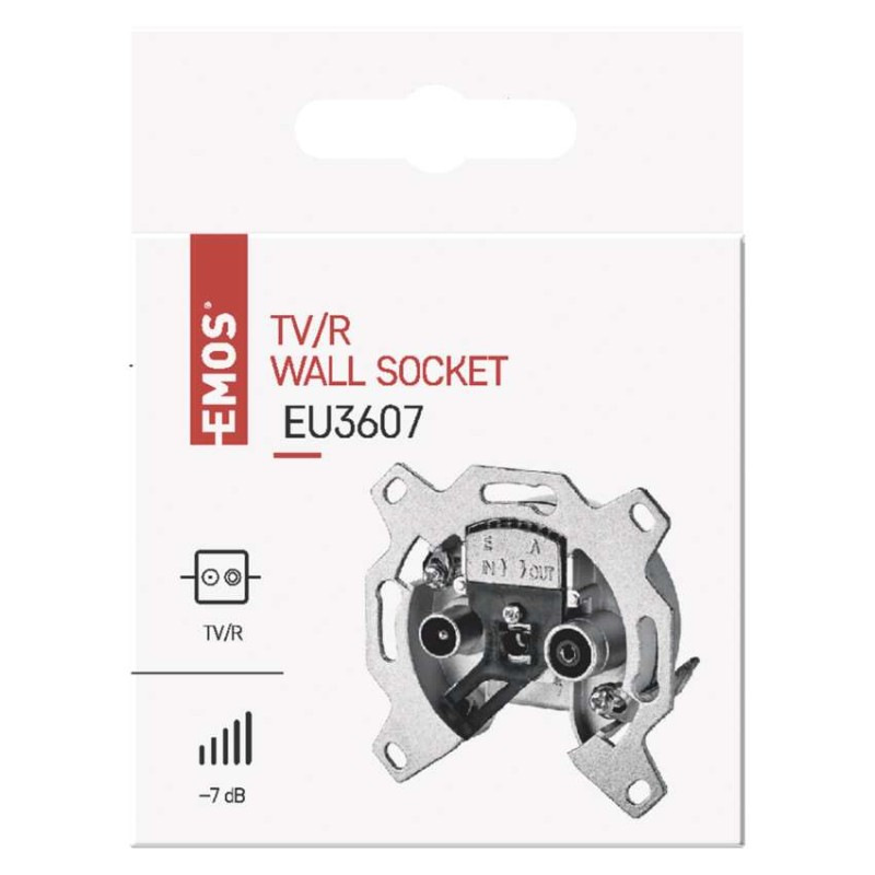Zásuvka TV+R J0220J priebežná EU 3607 7dB EMOS 2