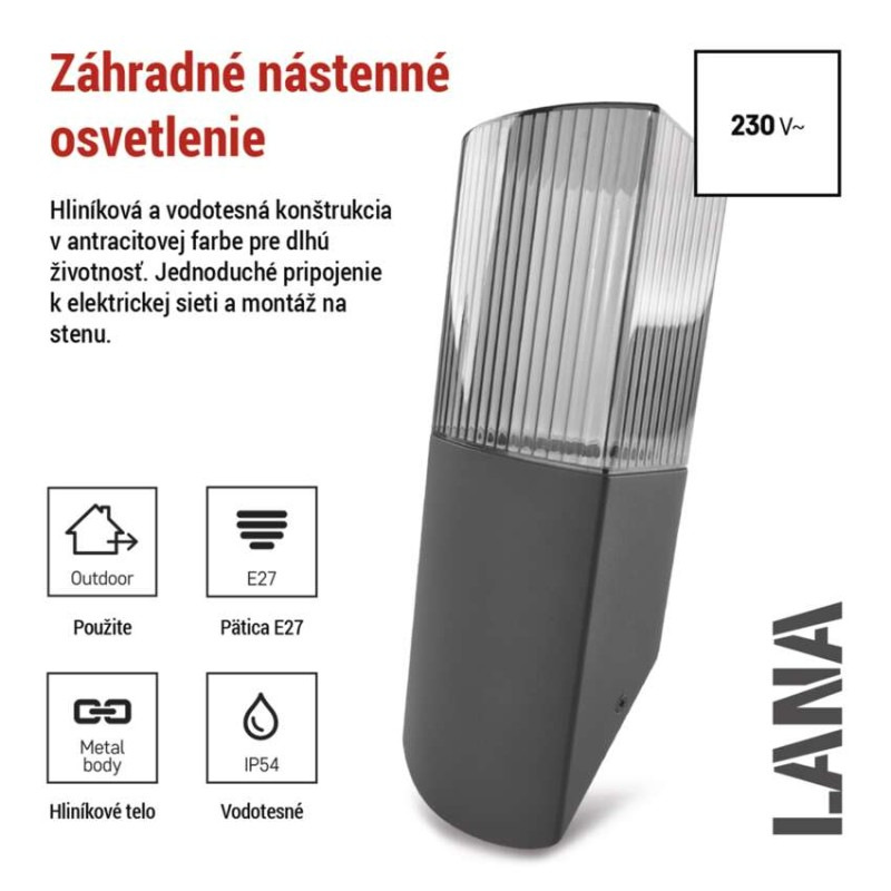 LED ZAHRADNÍ SVÍTIDLO,E27,IP54,MAX 25W,N 2
