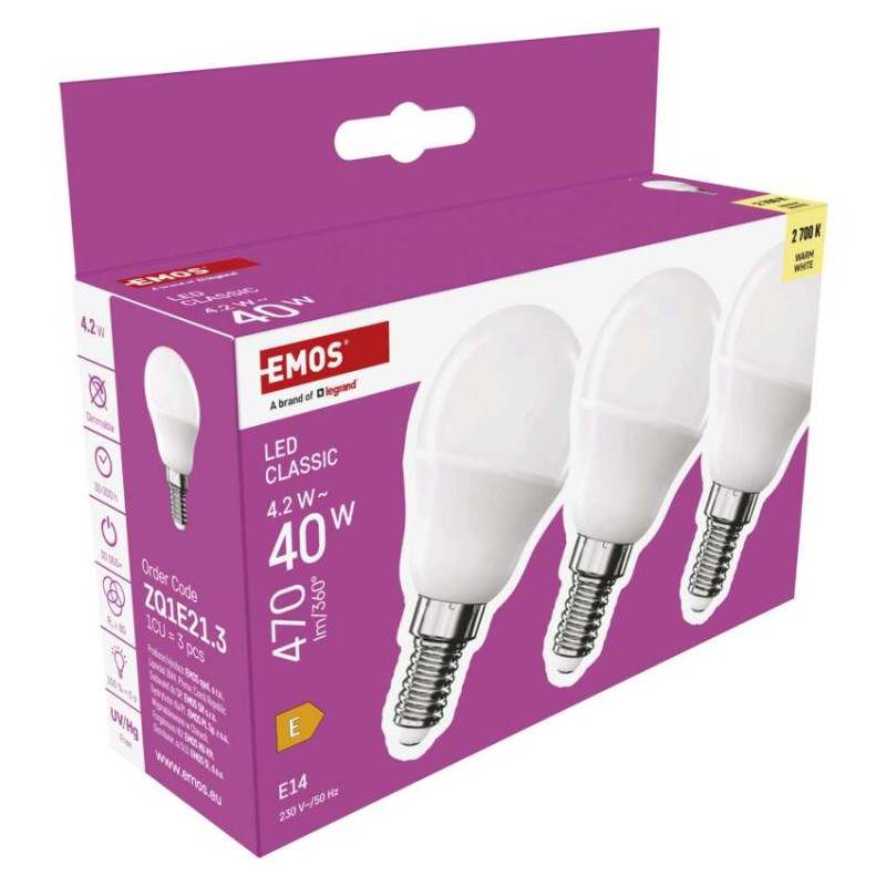 Žiarovka LED CLS MINI GL 4,2W E14 WW ZQ1E21.3 470lm 2700K 7