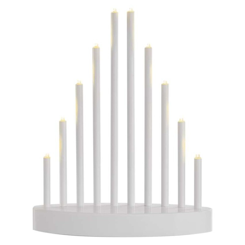 LED svícen bílý, 24,5cm 3x AA WW časovač