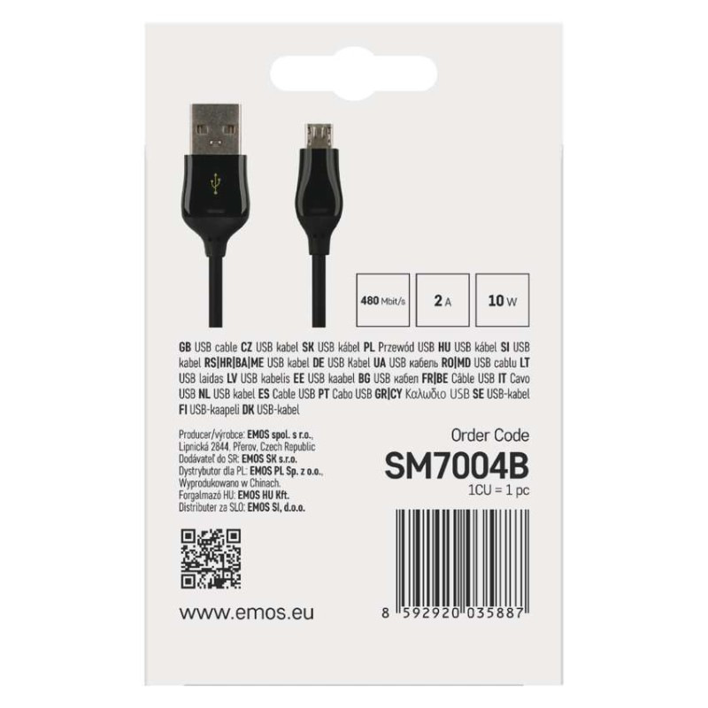 USB 2.0 A/M-MICRO B/M 1M ČERNÁ 3