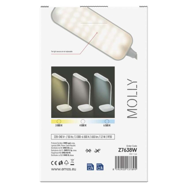 LED STOLNÍ LAMPA MOLLY BÍLÁ 9