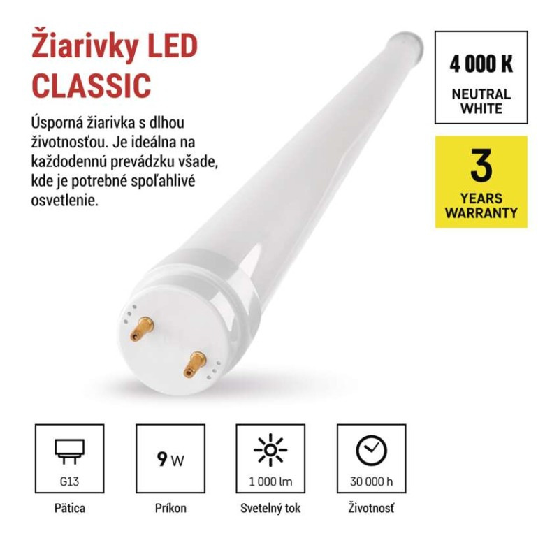 LINEAR LED CLASSIC T8 9W 1000LM 60CM NW 2