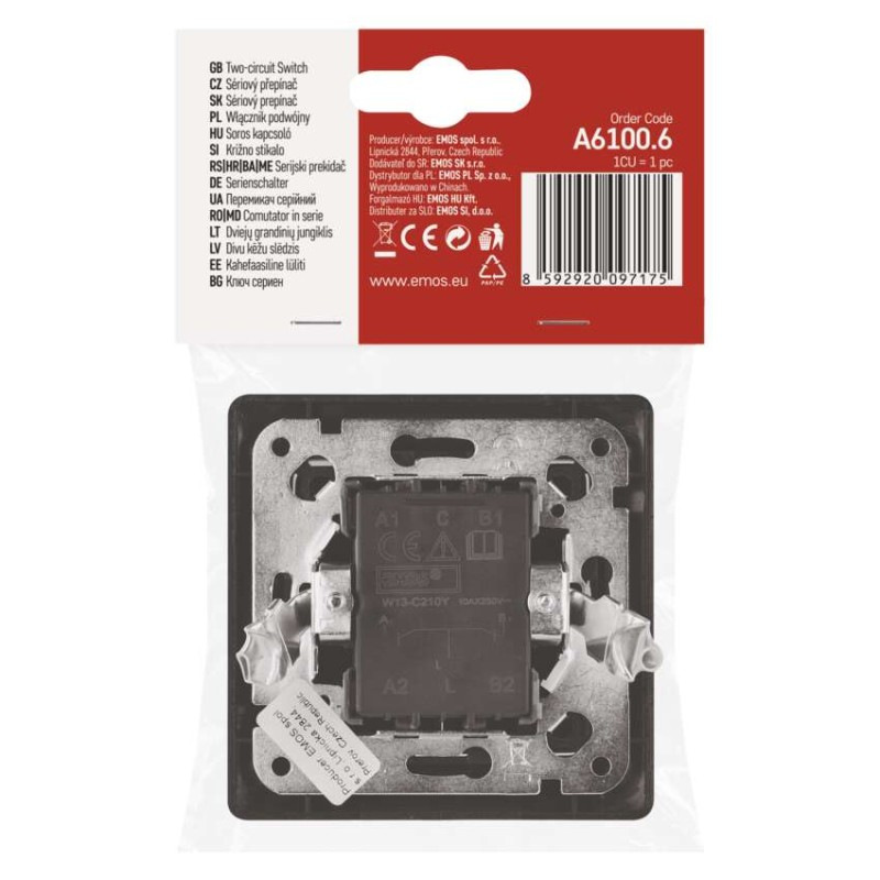 Spínač č.5 250 V/10 A max. IP20  antracit  A6100.6 5