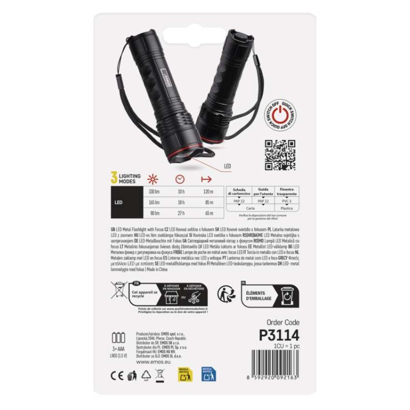 LED SVÍTILNA KOVOVÁ 330 lm - 3×AAA 5
