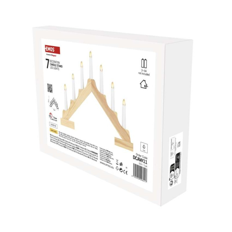 LED svícen dřevěný 29cm IP20 2AA N WW 1