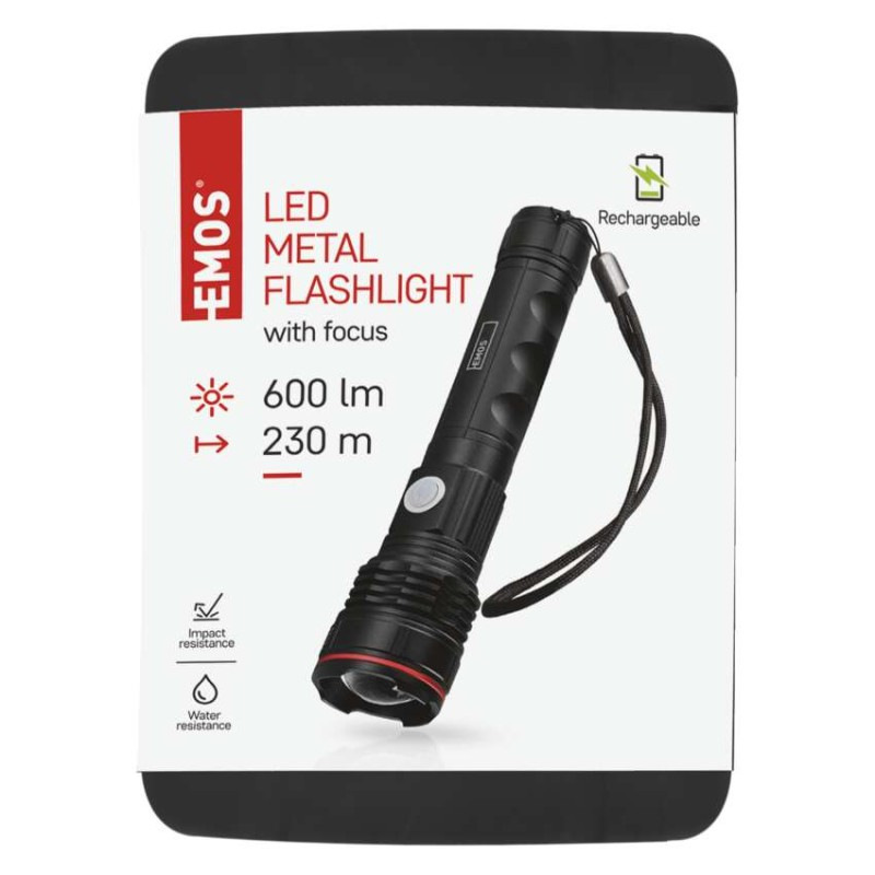 LED NABÍJECÍ SVÍTILNA KOVOVÁ 600 lm2 00 8