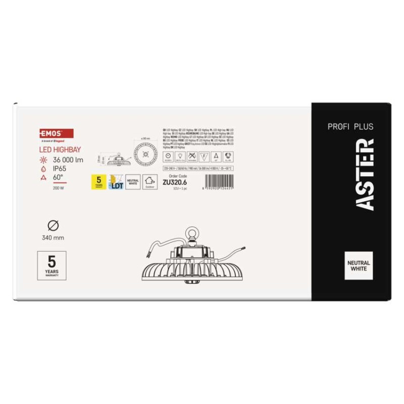 LED HIGHBAY ASTER 200 W 36000LM 60° NW 7