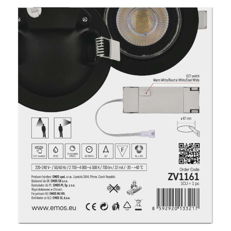 LED SVÍTIDLO GERI VES. KR 6,5W 700LM IP2 10