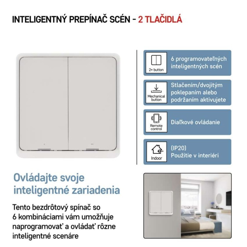 GOSMART SCÉNICKÝ VYPÍNAČ 2TL IP-2002ZW Z