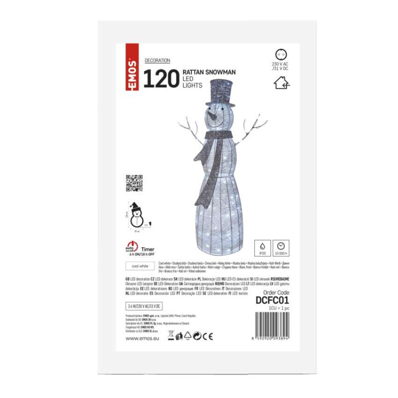 Sněhulák ratanový 124 cm IP20 CW TIMER 7