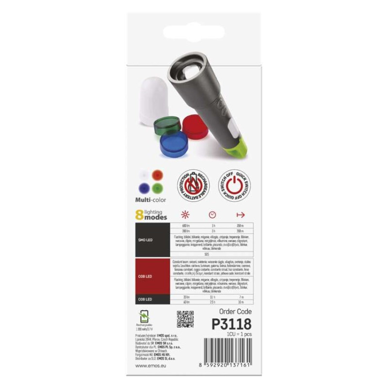 LED NABÍJECÍ SVÍTILNA KOVOVÁ 600 lm, 120 8