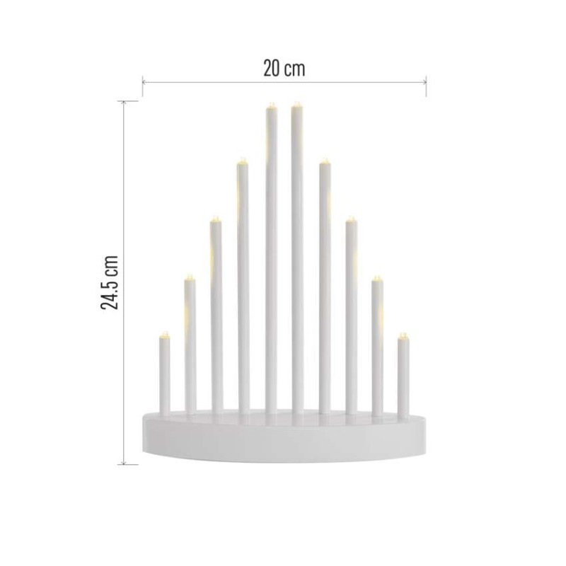 LED svícen bílý, 24,5cm 3x AA WW časovač 2