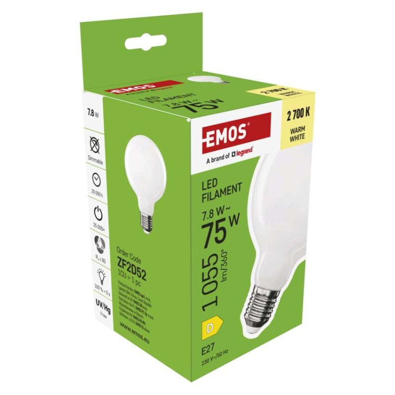 LED FLM G95 GLOBE 7,8W(75W) 1055lm E27 7