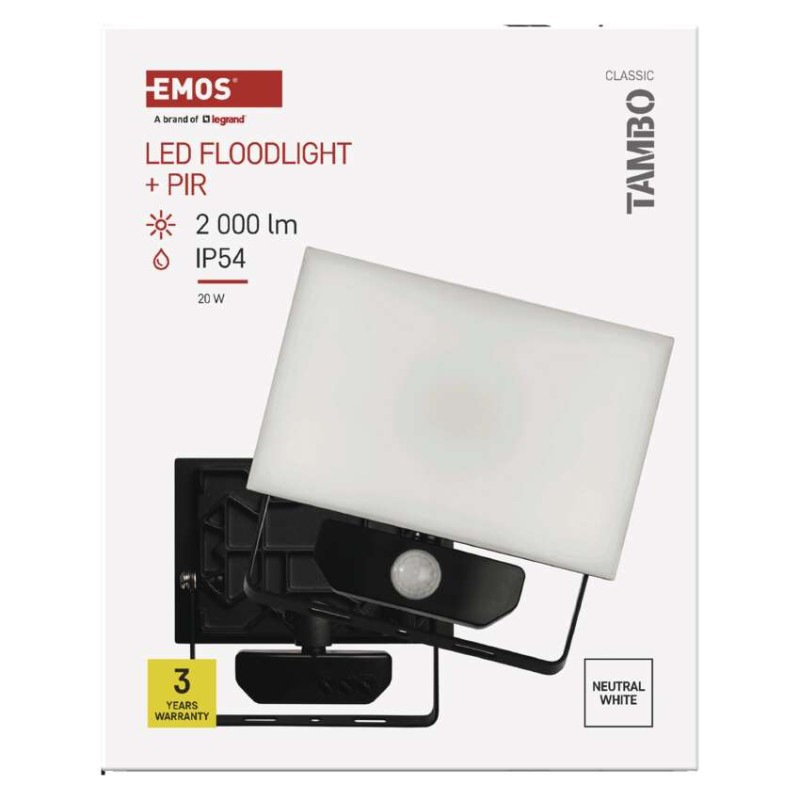LED REFLEKTOR TAMBO 20W 2000LM PIR 13