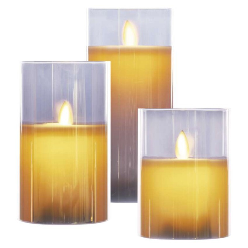 3LED SET GLASS CANDLE MOVING FLAME WW 1