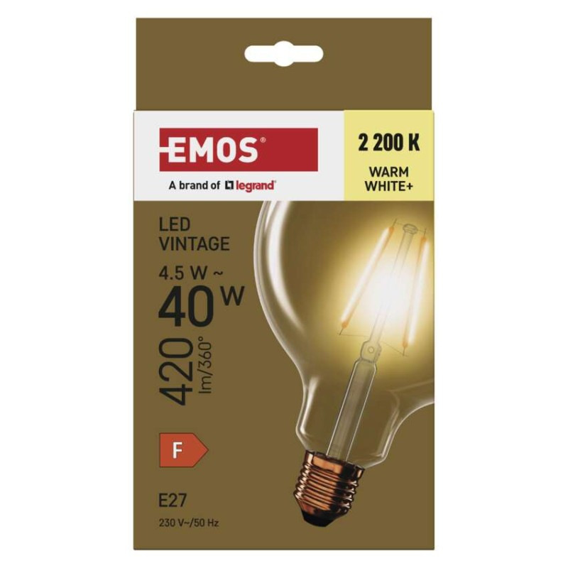 LED VNT G125 4,5W(40W) 420lm E27 WW+ 5