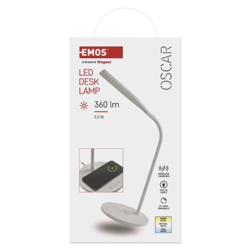 LED STOLNÍ LAMPA OSCAR BÍLÁ 10