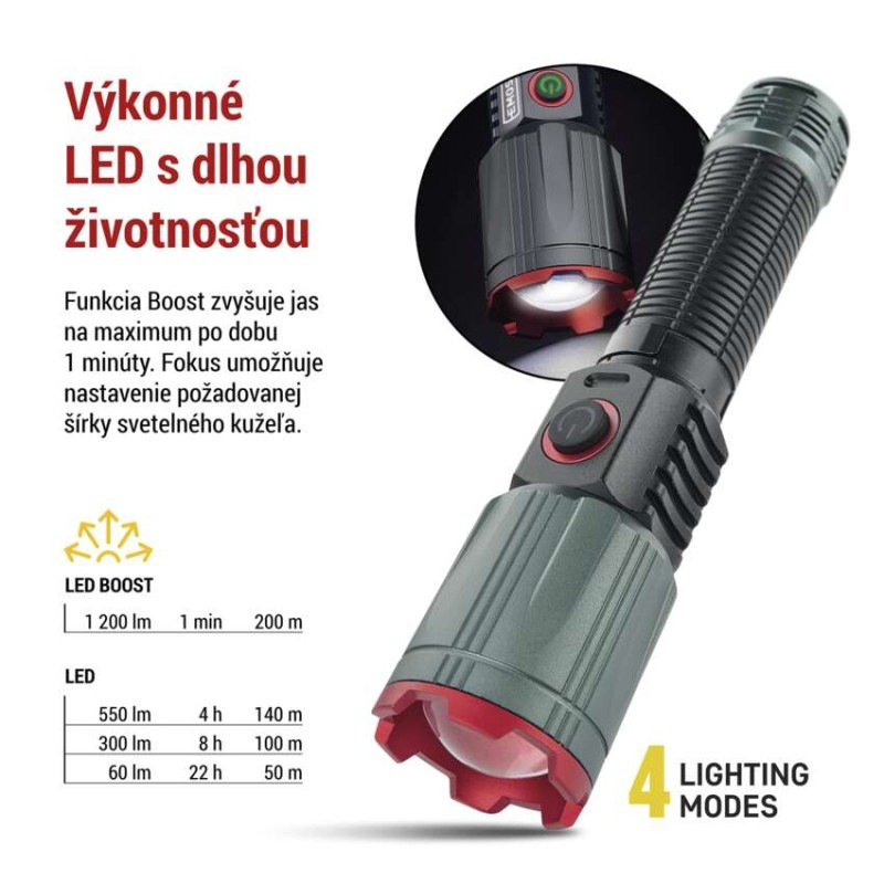 LED NABÍJECÍ SVÍTILNA KOV. MEDIUM 1200lm 5