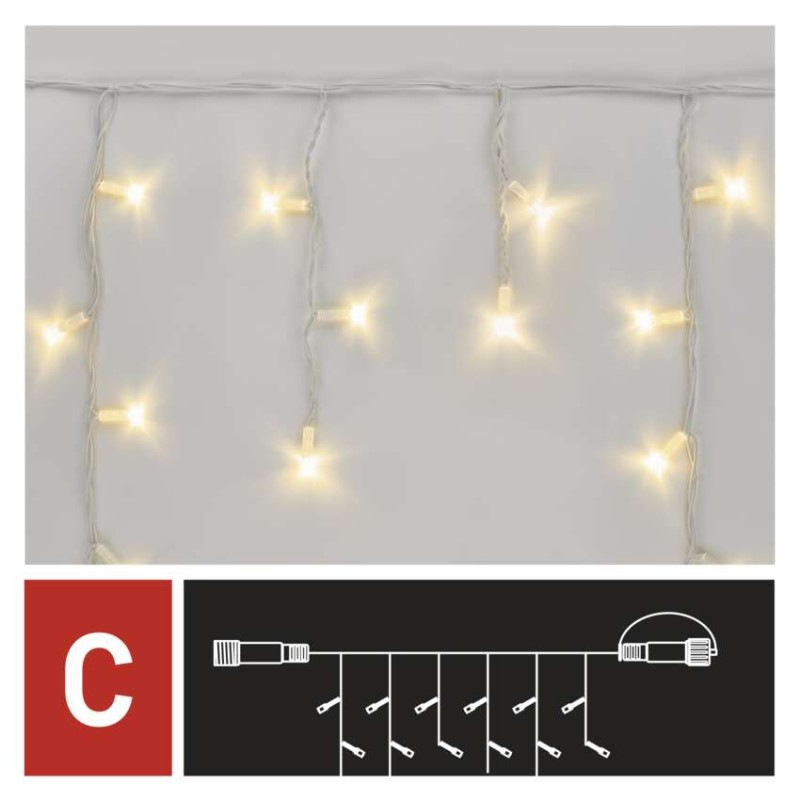 Řetěz rampouchy 50LED 3M-WHITE IP44 WW 9